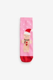 Pink/Red Cotton Rich Christmas Character Ankle Socks 3 Pack - Image 4 of 4