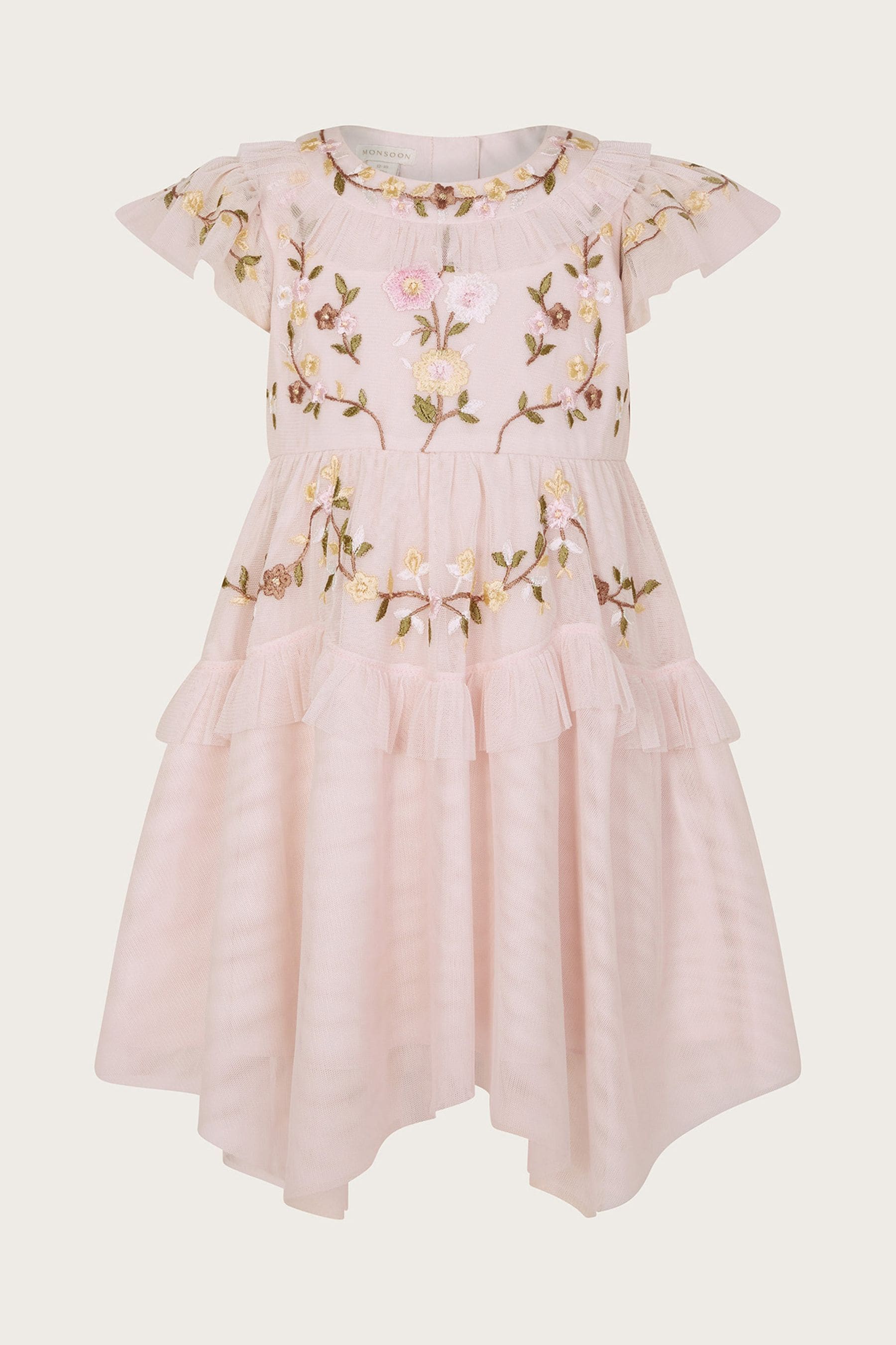 Buy Monsoon Coral Pink Baby Embroidered Dress from Next United Arab Emirates