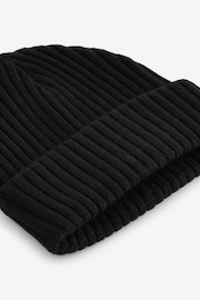 Black Rib Beanie Hat (1-16yrs) - Image 3 of 3