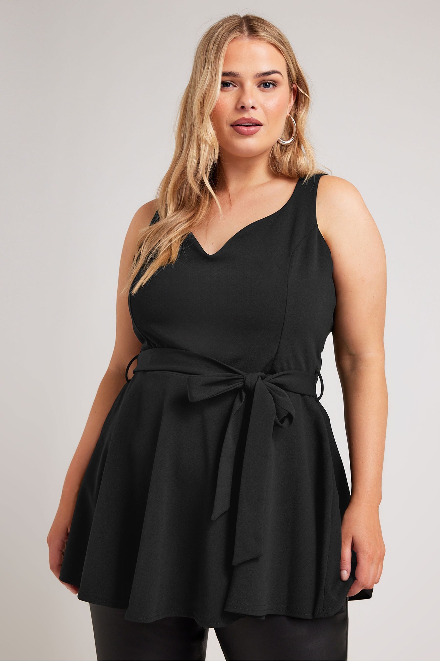 Buy Yours Curve Black Sweetheart Peplum Top from the Next UK online shop