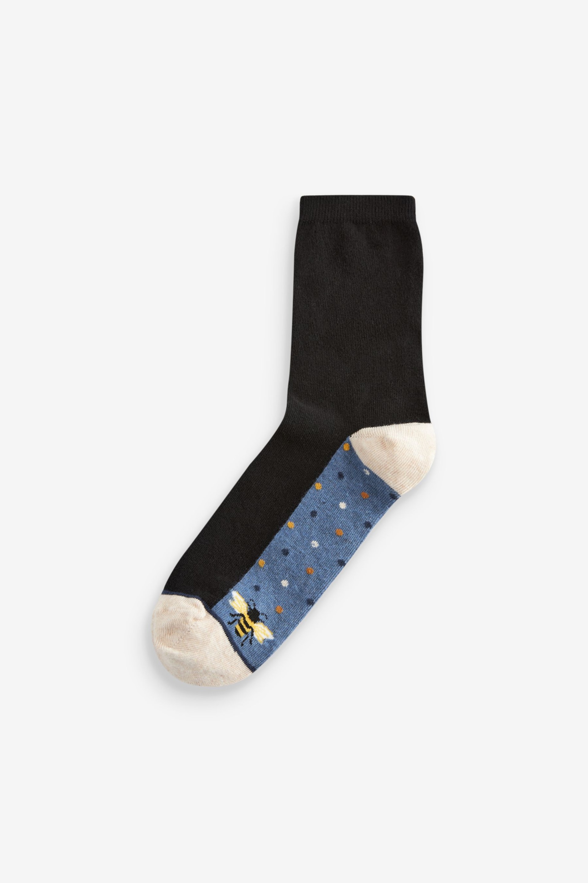 Blue/Ochre Bee Footbed Ankle Socks 5 Pack - Image 2 of 6