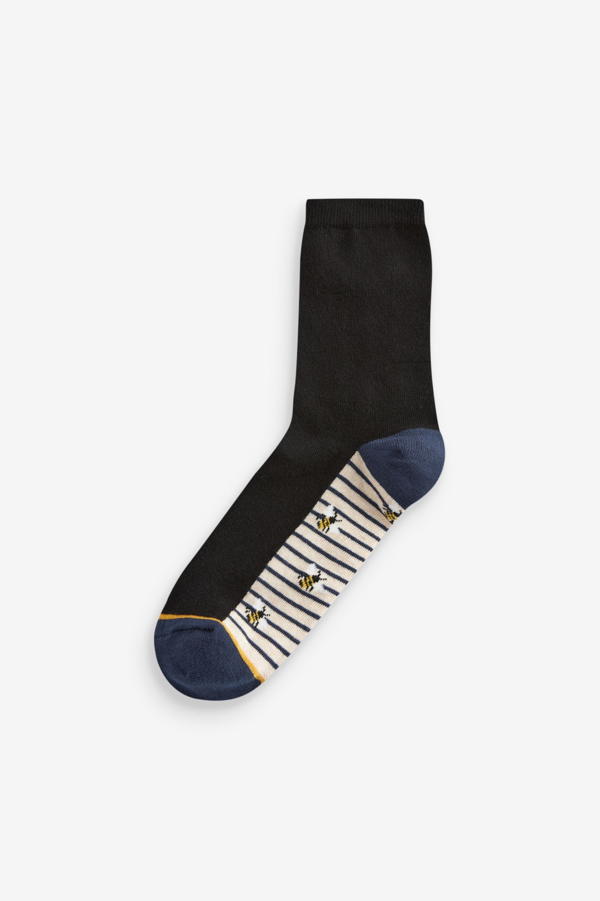 Blue/Ochre Bee Footbed Ankle Socks 5 Pack - Image 3 of 6