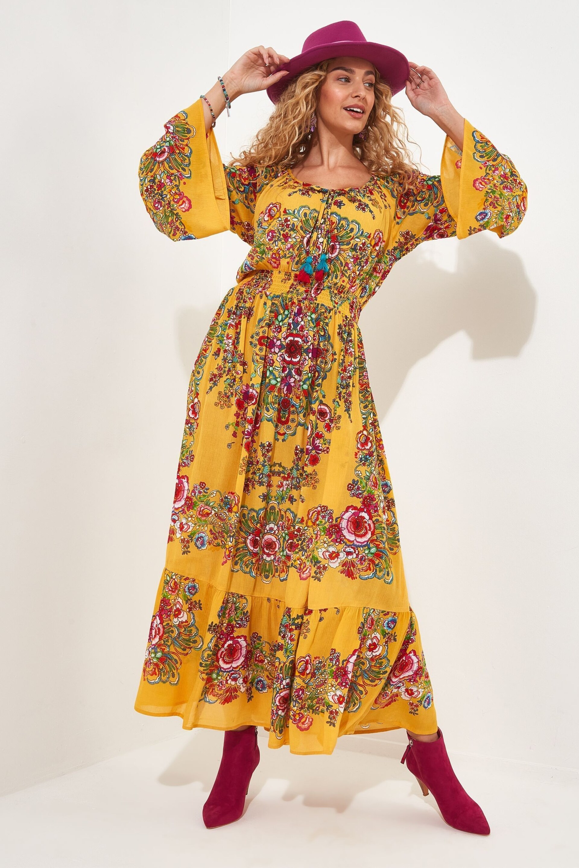 Joe Browns Yellow Vintage Lace Maxi Dress - Image 5 of 7