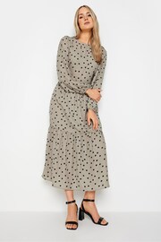 Long Tall Sally Beige Brown Spot Print Tiered Midi Dress - Image 2 of 4