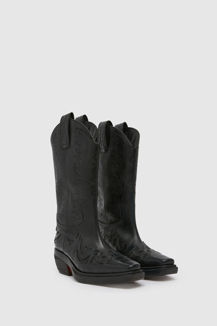 Schuh Dora Leather Western Knee Boots - Image 1 of 3