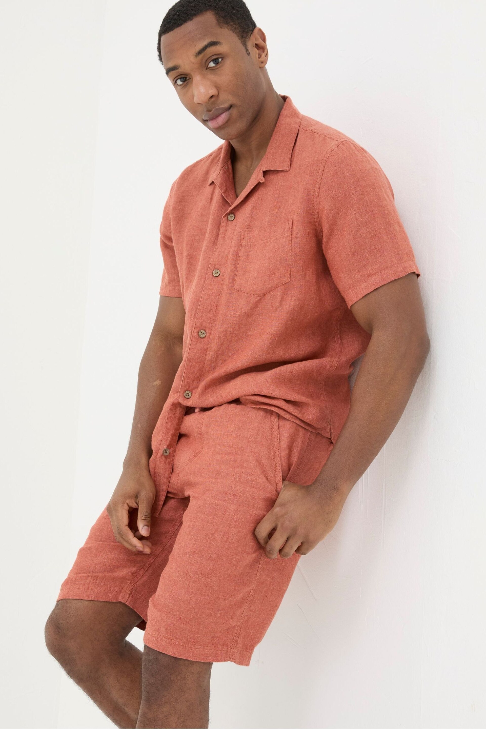 FatFace Orange Linen Pull On Shorts - Image 2 of 6