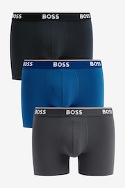 BOSS Blue Logo Waistband Boxer Briefs in Stretch Cotton 3 Pack - Image 1 of 4