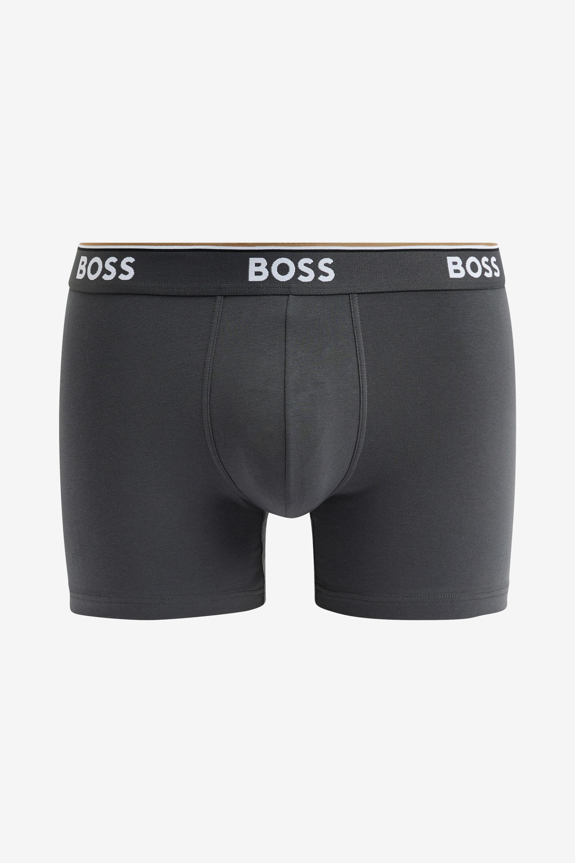 BOSS Blue Logo Waistband Boxer Briefs in Stretch Cotton 3 Pack - Image 2 of 4