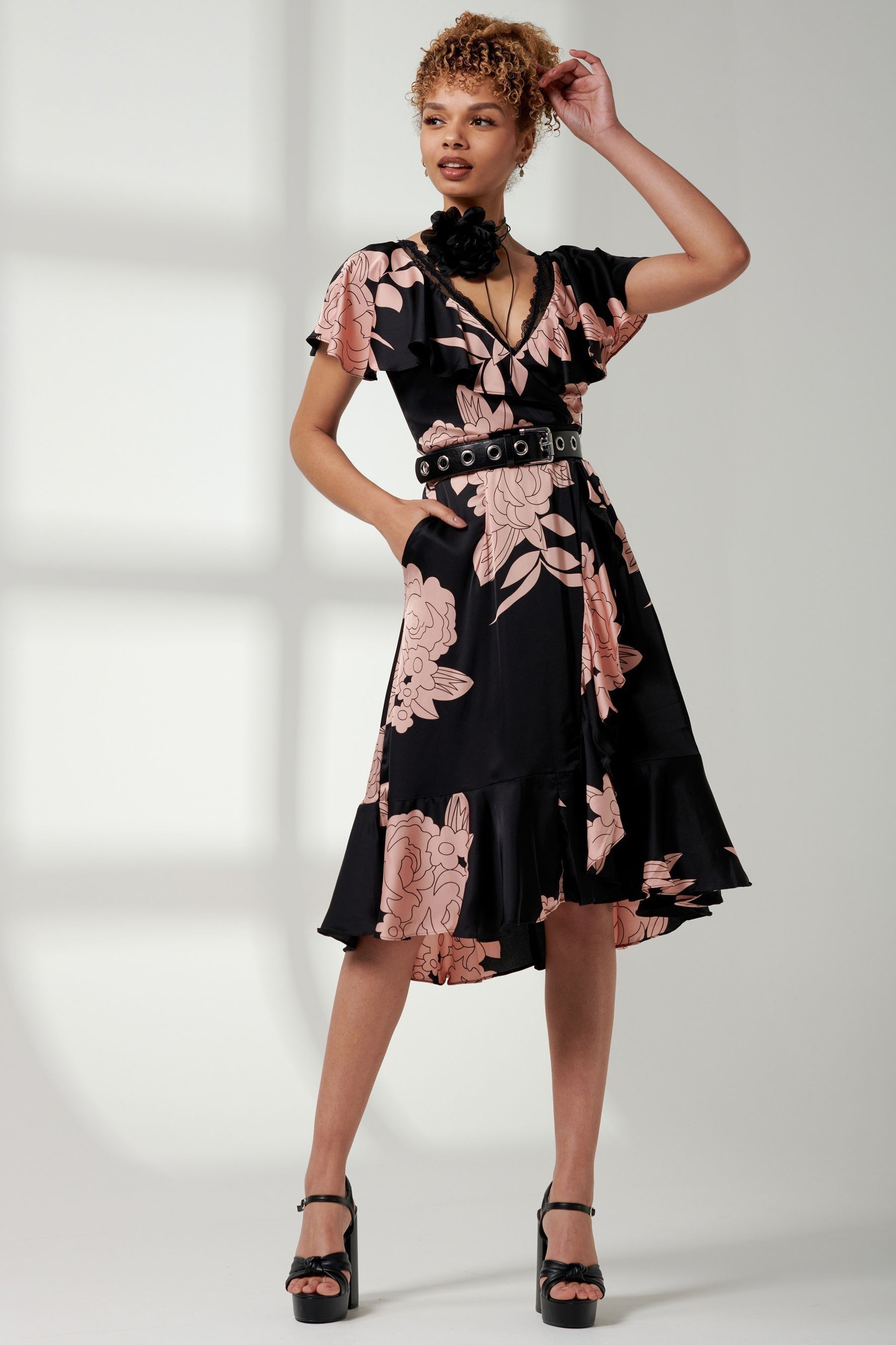 Deep v neck midi dress clearance