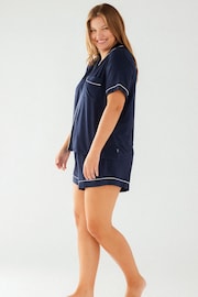 Chelsea Peers Blue Curve Modal Button Up Short Pyjama Set - Image 1 of 5