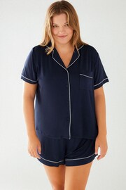 Chelsea Peers Blue Curve Modal Button Up Short Pyjama Set - Image 5 of 5