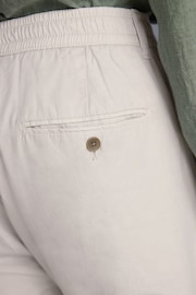 Light Grey Slim Fit Premium Linen Drawstring Trousers - Image 6 of 11