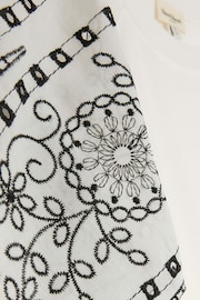 River Island White 100% Cotton Cutwork Sleeve T-Shirt - Image 4 of 4