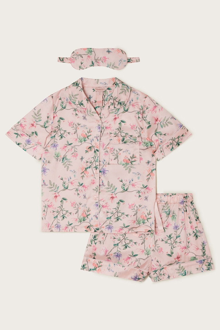 Monsoon Hydrangea Satin Shorts Pyjama Set - Image 1 of 3