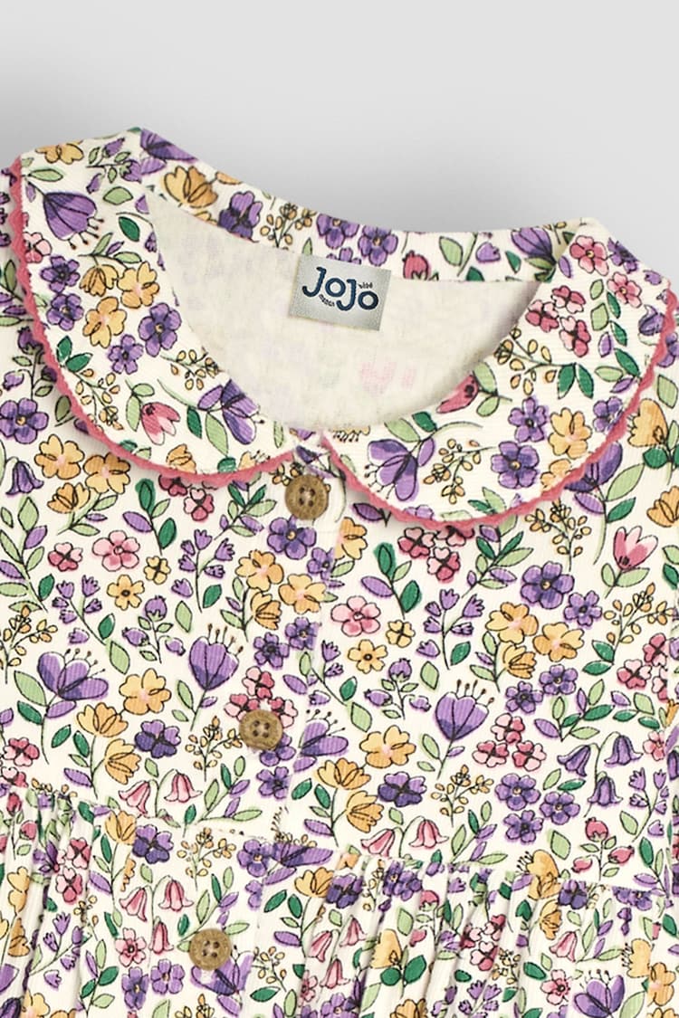 JoJo Maman Bébé Lilac Floral Cord Shirt Dress - Image 3 of 3