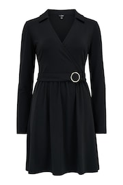 Pour Moi Black Bria Belted Slinky Recycled Stretch Dress - Image 3 of 4