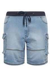 BadRhino Big & Tall Blue Camo Elasticated Waist Denim Shorts - Image 5 of 6