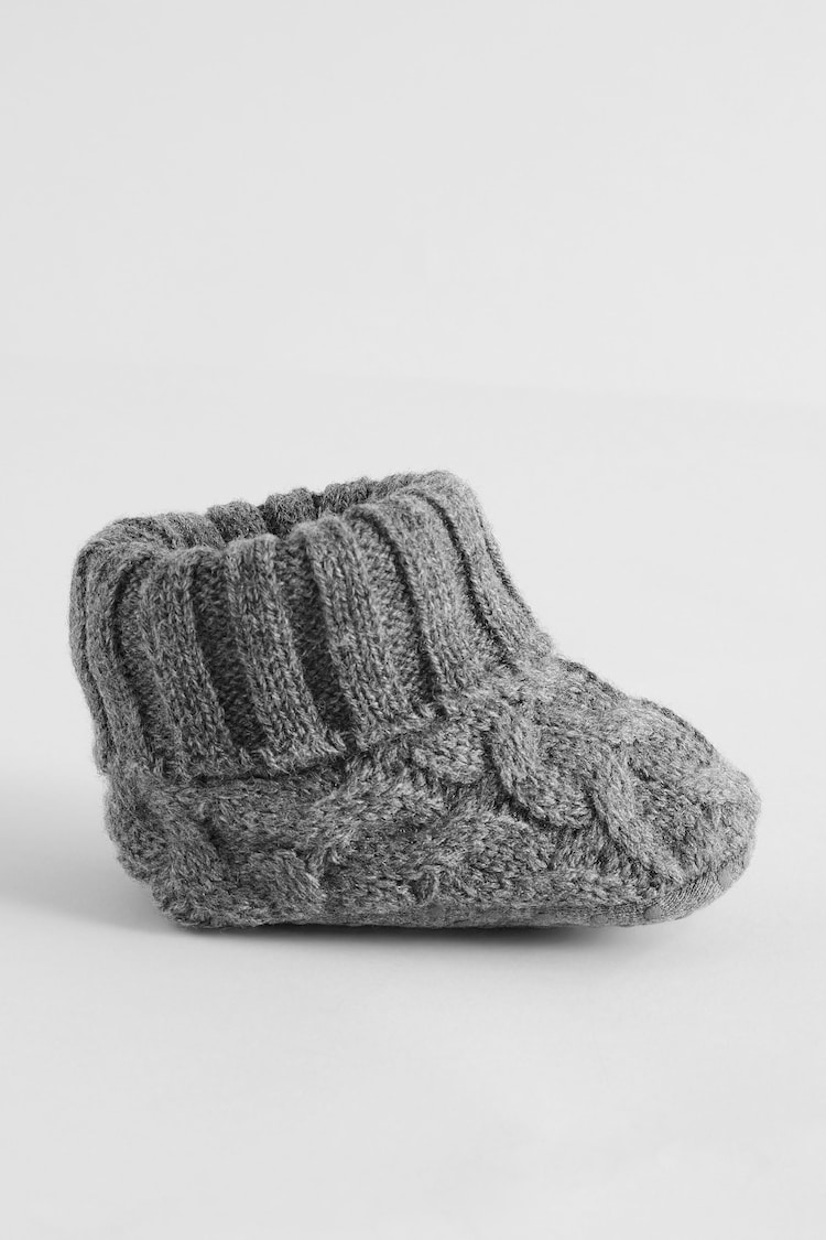 Grey Knitted Sock Top Baby Booties (0-2mths) - Image 2 of 5