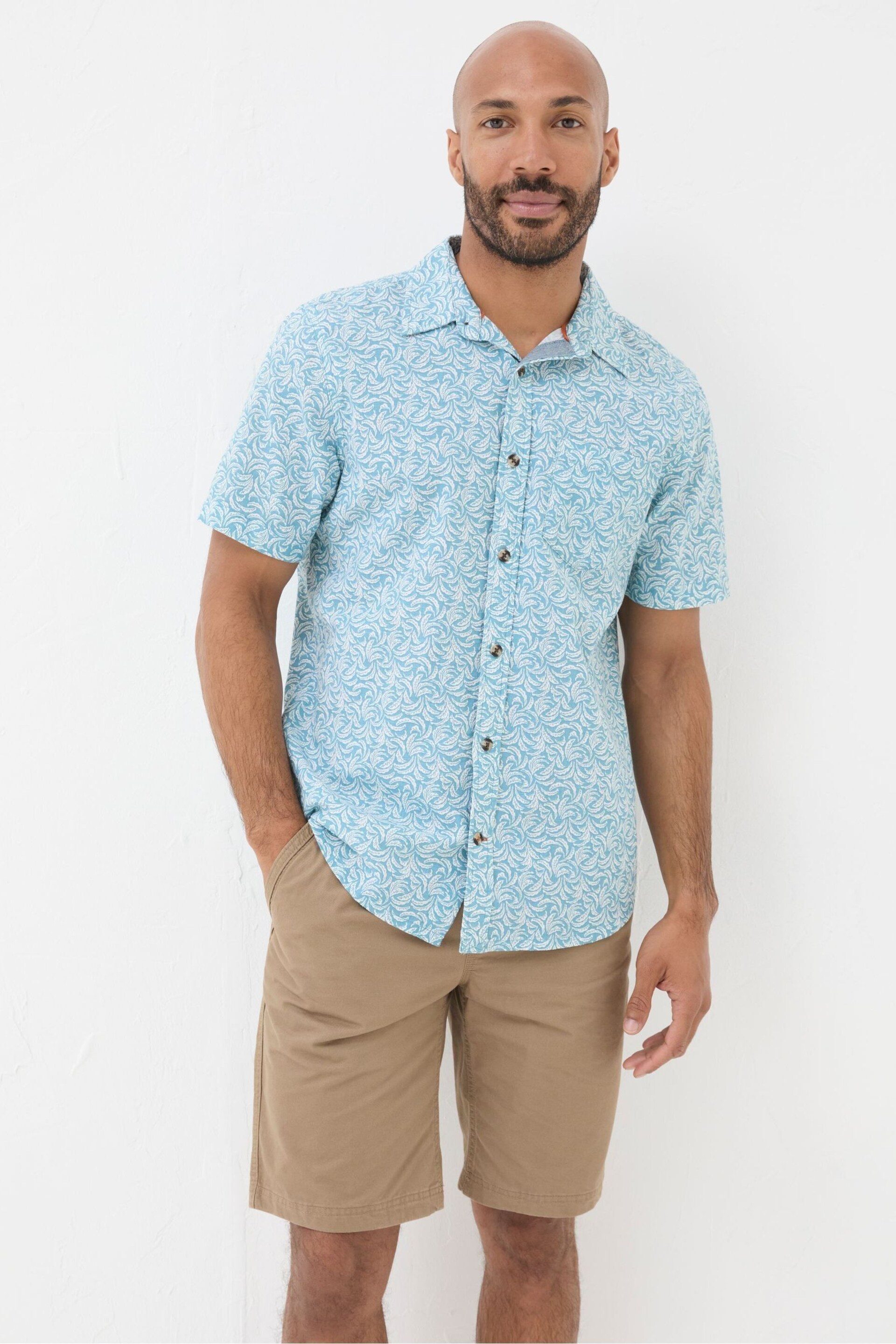 FatFace Blue Banana Leaf Print Shirt - Image 1 of 5