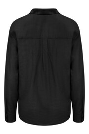 Pour Moi Black Wren Button Through Linen Blend Long Sleeve Shirt - Image 4 of 4