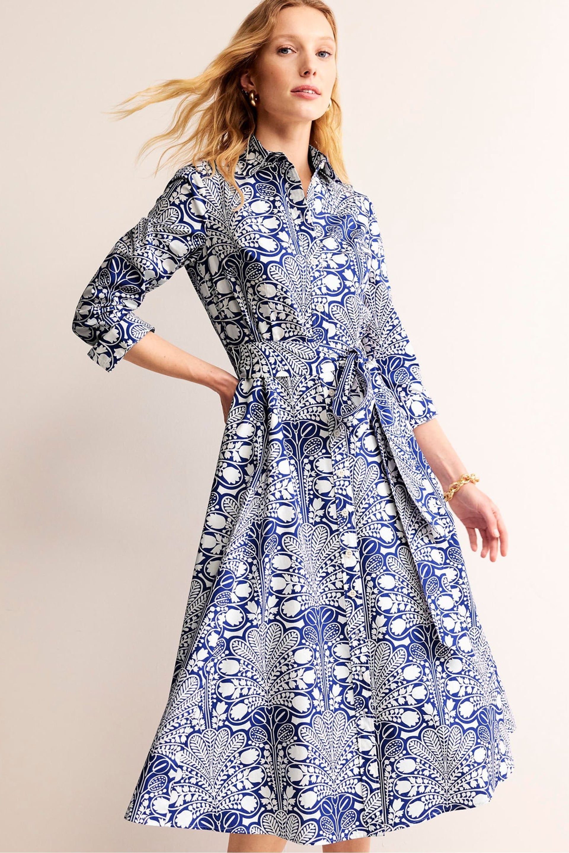Boden Blue Amy Cotton Midi Shirt Dress - Image 3 of 5