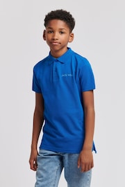 Jack Wills Boys Blue Edge Ribbing Polo Shirt - Image 1 of 7