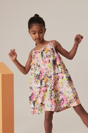 Pink/Yellow Graffiti Butterfly Crinkle Texture Playsuit (3-16yrs) - Image 1 of 3