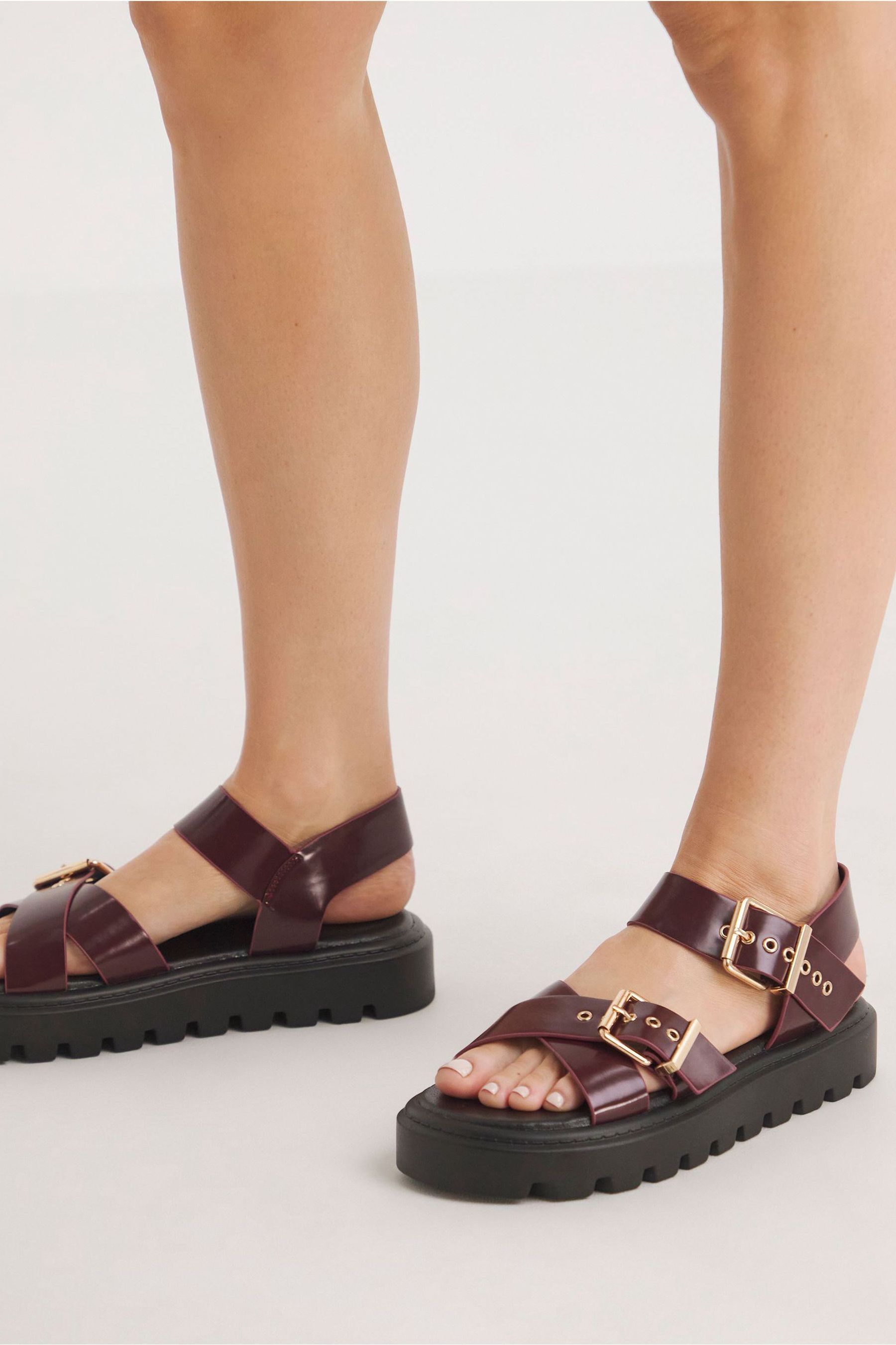 Buy Simply Be Red Extra Wide Fit Two Part Buckle Detail Chunky Sandals from Next Canada