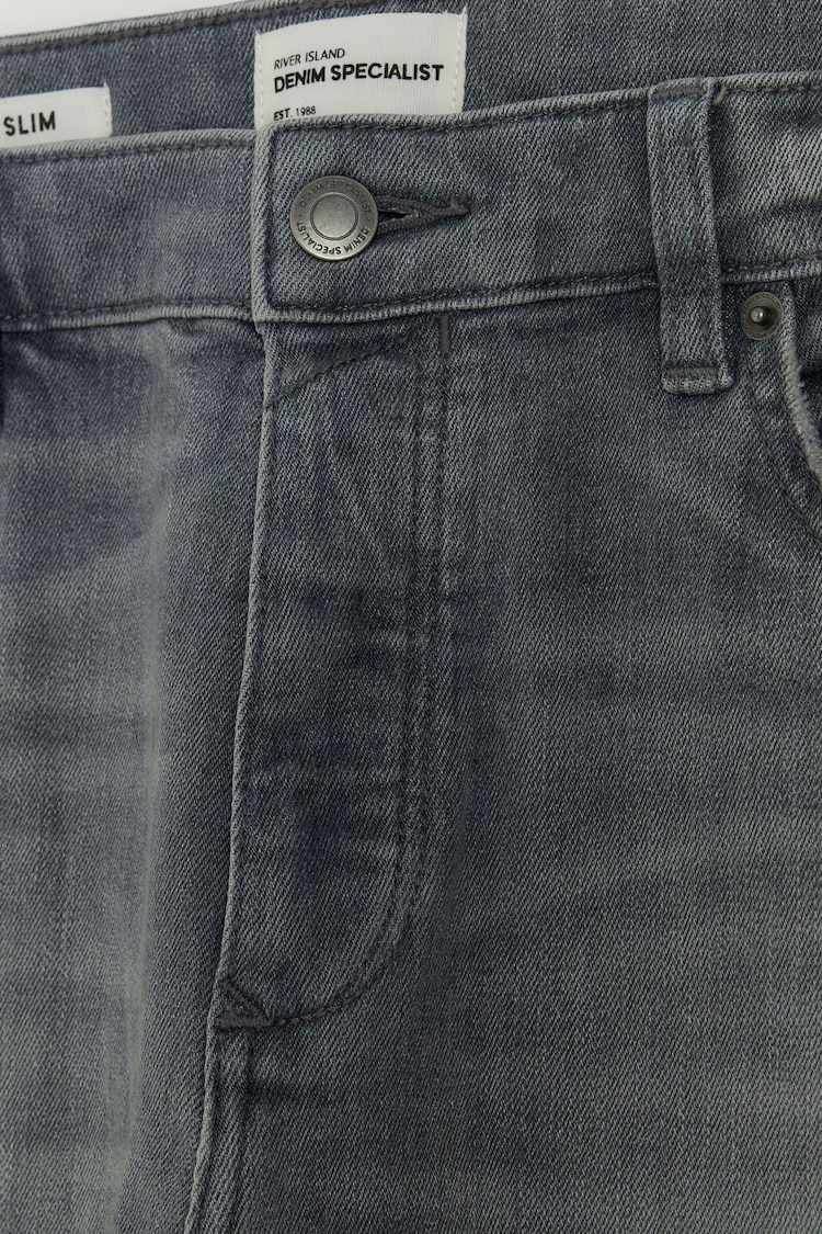 River Island Grey Faded Slim Fit Jeans - Image 4 of 4