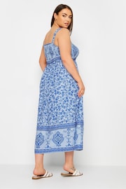 Yours Curve Blue Limited Border Shirred Maxi Dress - Image 3 of 5