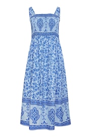 Yours Curve Blue Limited Border Shirred Maxi Dress - Image 5 of 5