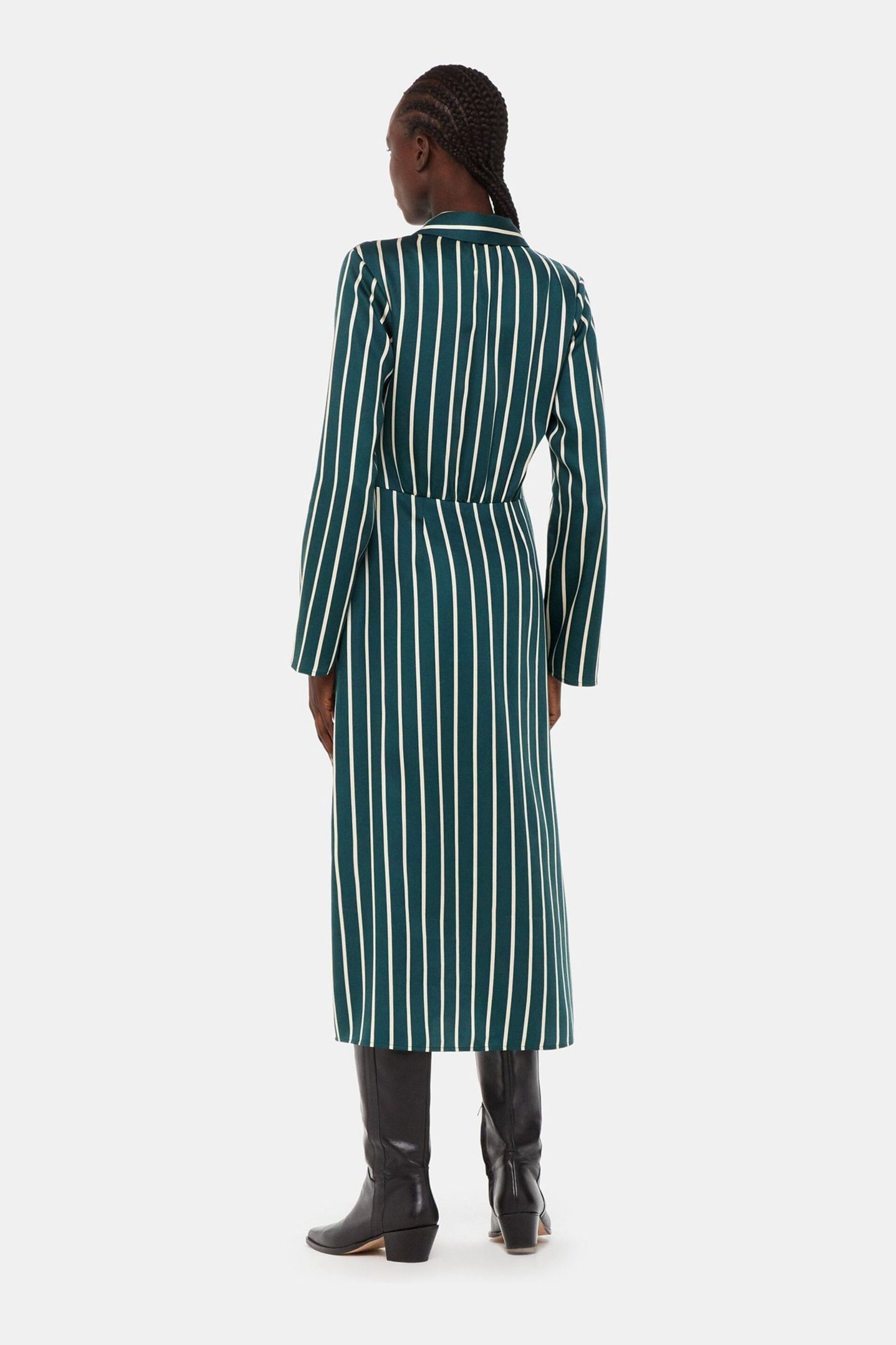 Whistles Petite Green/Multi Printed Stripe Shirt Dress - Image 2 of 4