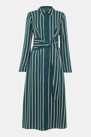 Whistles Petite Green/Multi Printed Stripe Shirt Dress - Image 4 of 4