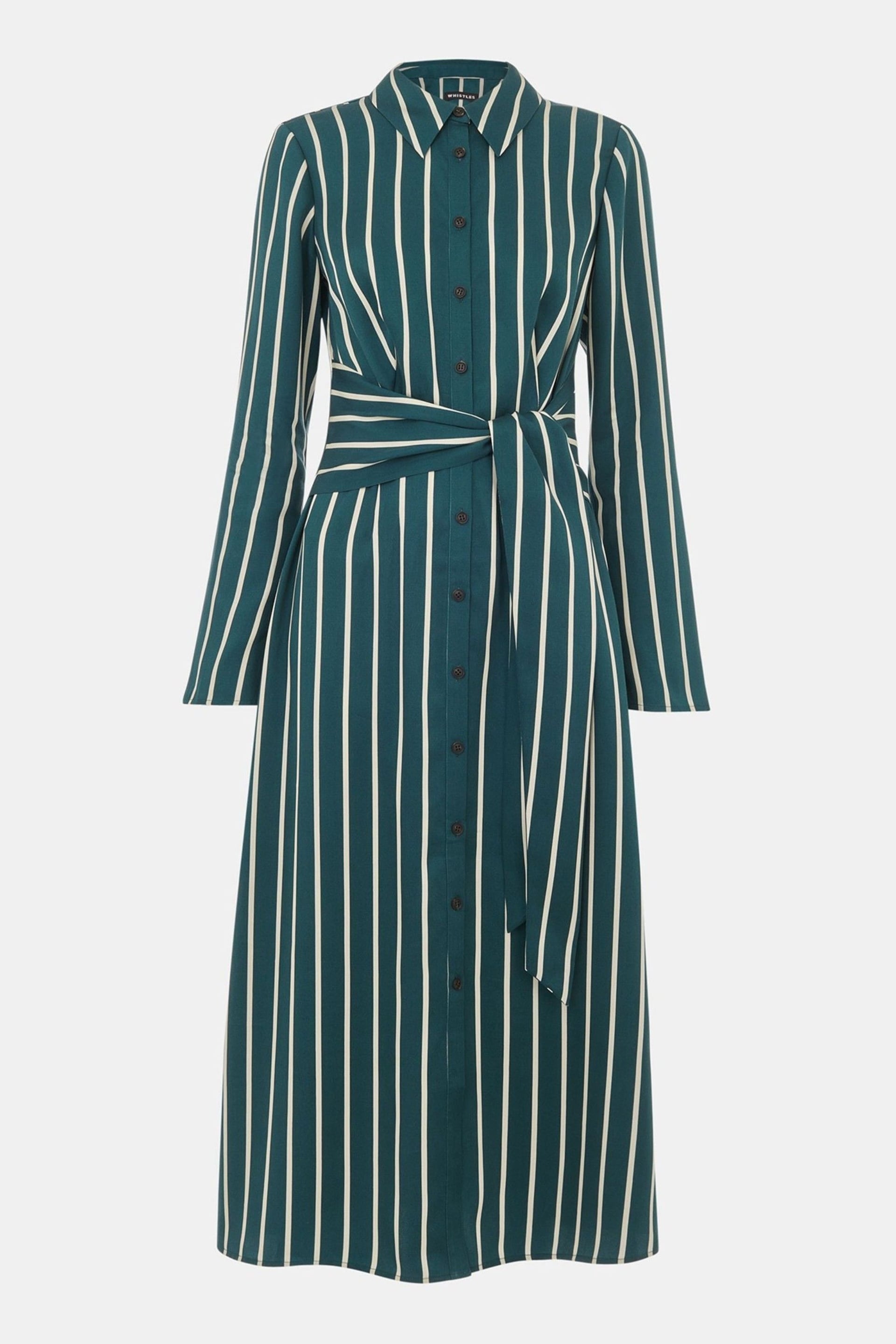 Whistles Petite Green/Multi Printed Stripe Shirt Dress - Image 4 of 4