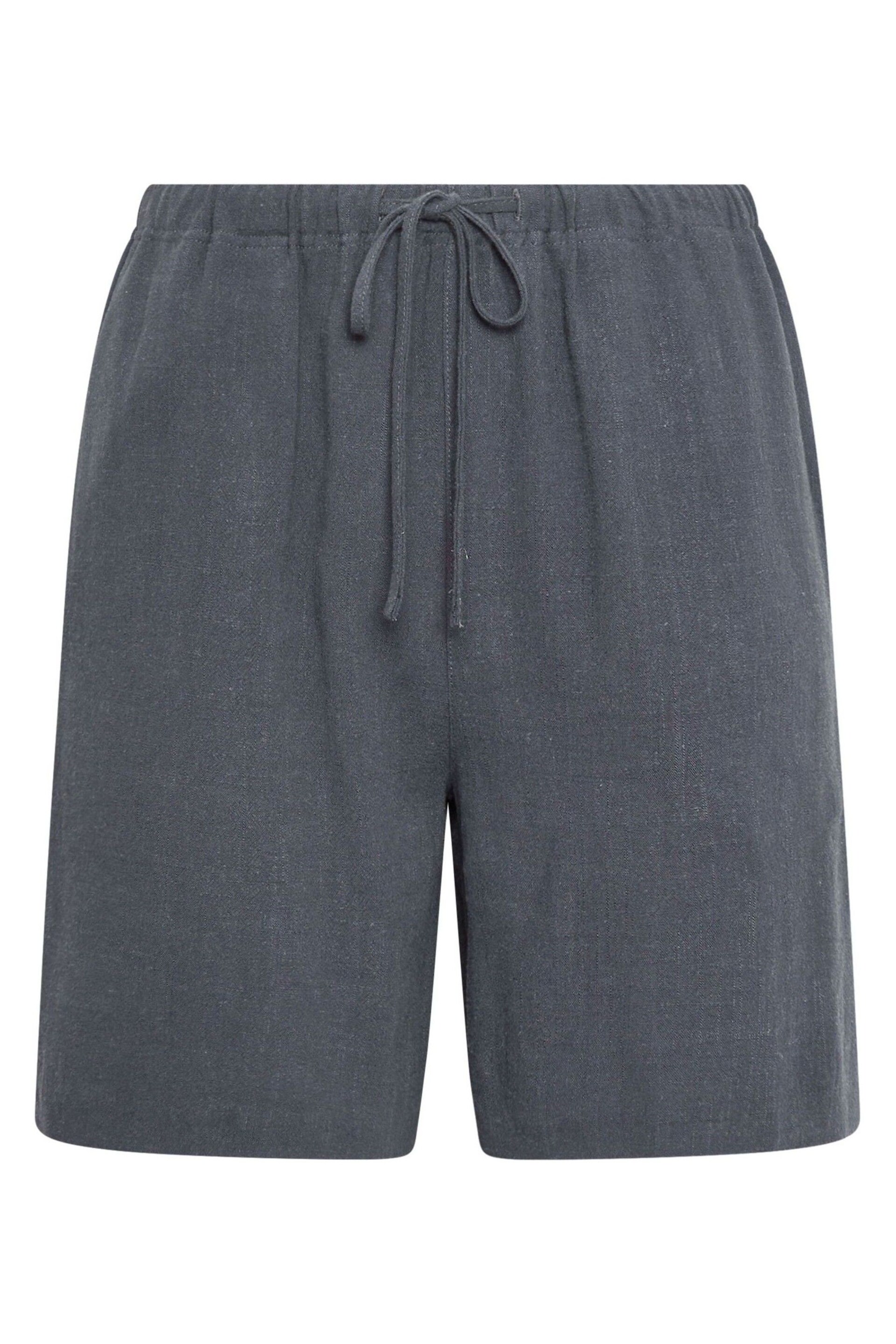 Long Tall Sally Grey LTS Tall Linen Tie Waist Shorts - Image 5 of 5