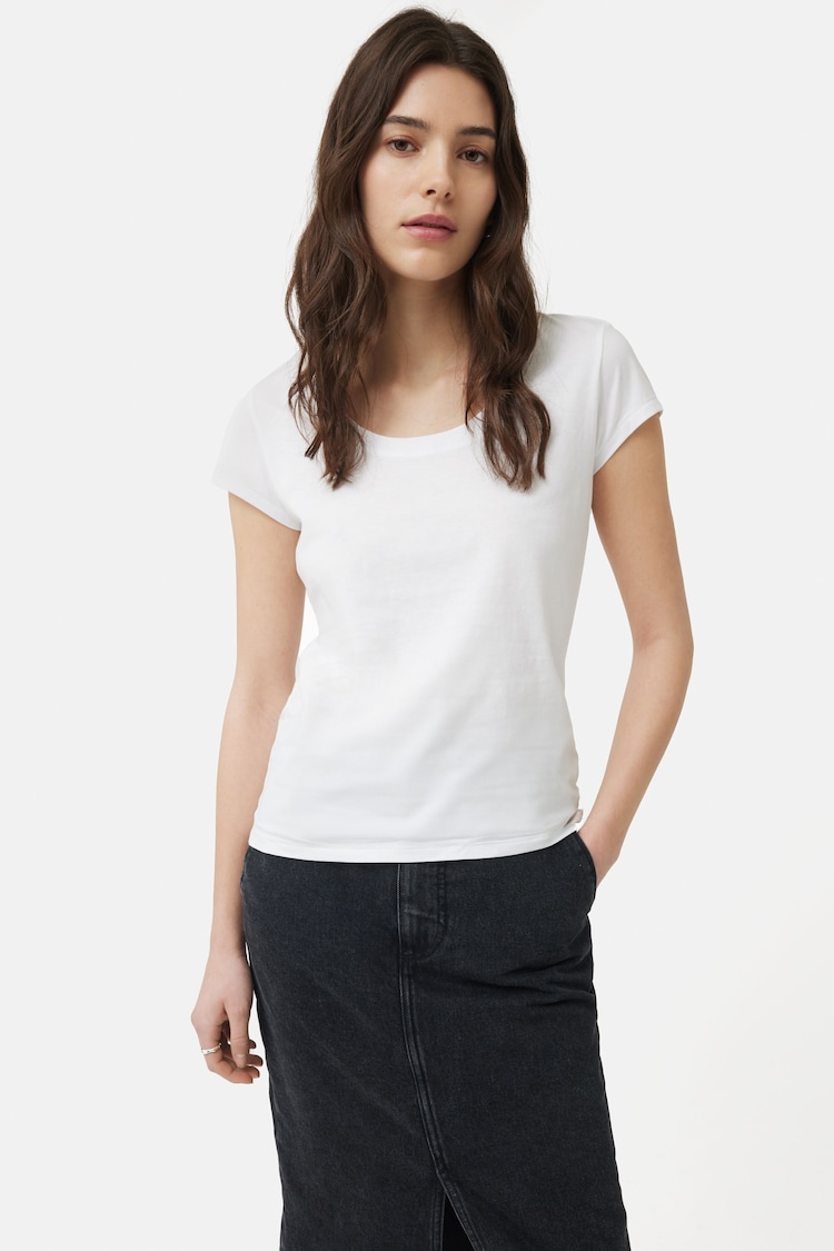 Jigsaw White Supima 100% Cotton Scoop Neck T-Shirt - Image 6 of 6