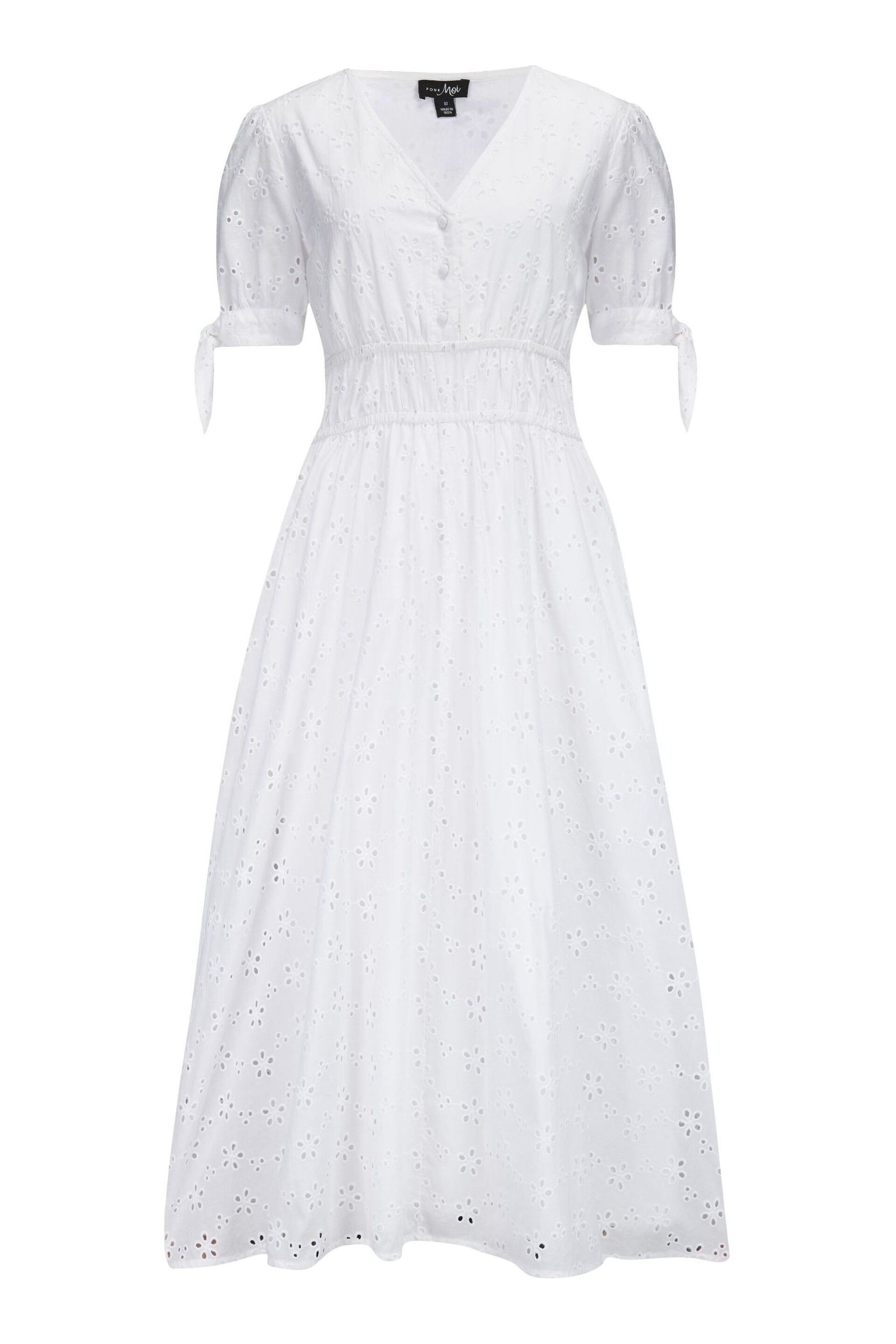 Pour Moi White Amanda Fuller Bust Cotton Broderie Tiered Midaxi Dress - Image 3 of 4