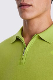 MOSS Green Merino Quarter Zip Polo Shirt - Image 3 of 3