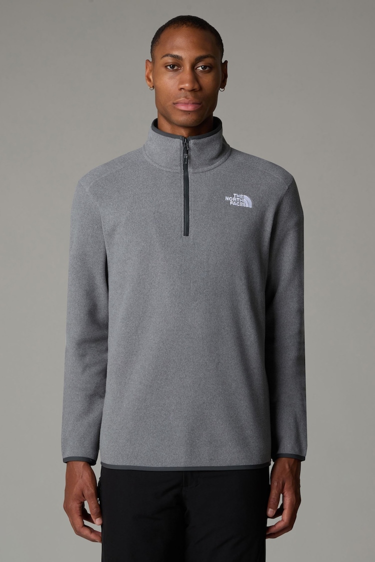 The North Face Grey Side Logo Mens Glacier 1/4 Zip Fleece - Image 1 of 6