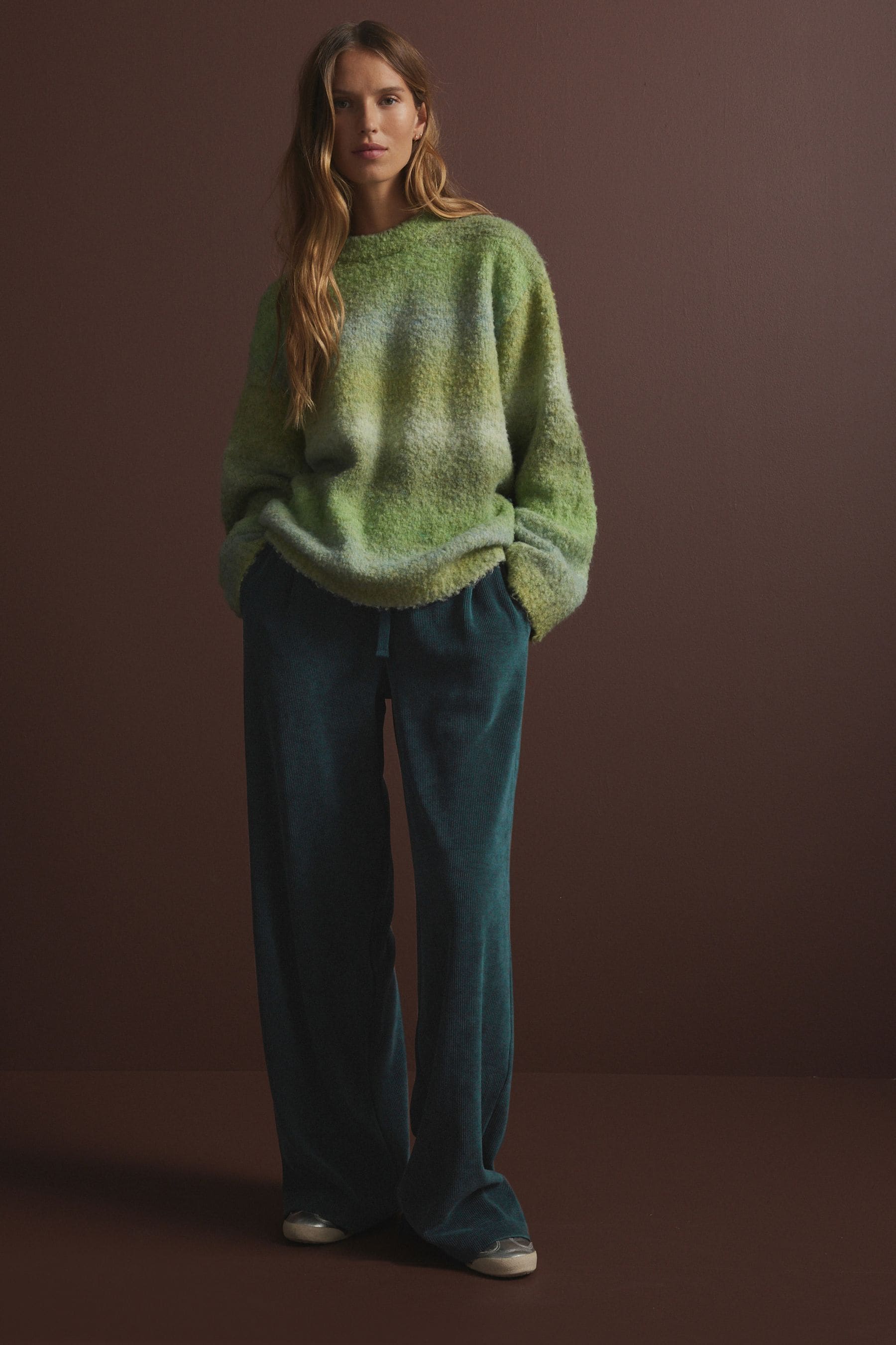 Buy Green Pull On Wide Leg Cord Trousers from Next Luxembourg