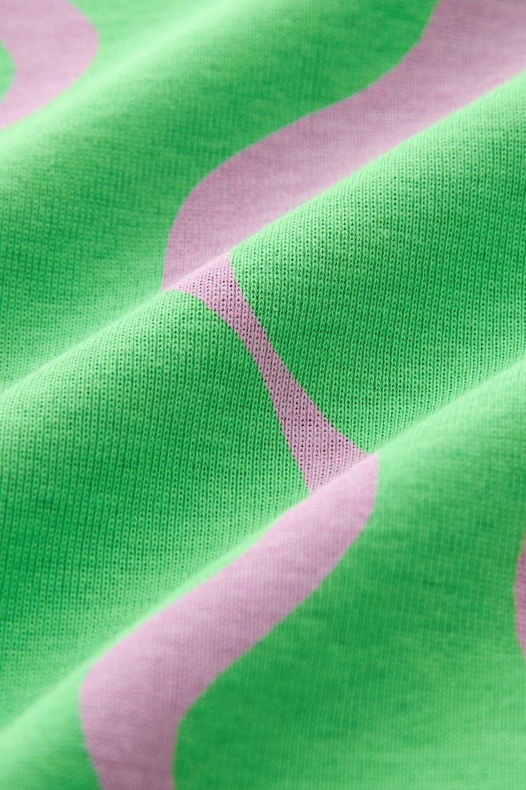 Green/Pink Print 100% Cotton Short Sleeve Crew Neck T-Shirt - Image 5 of 5