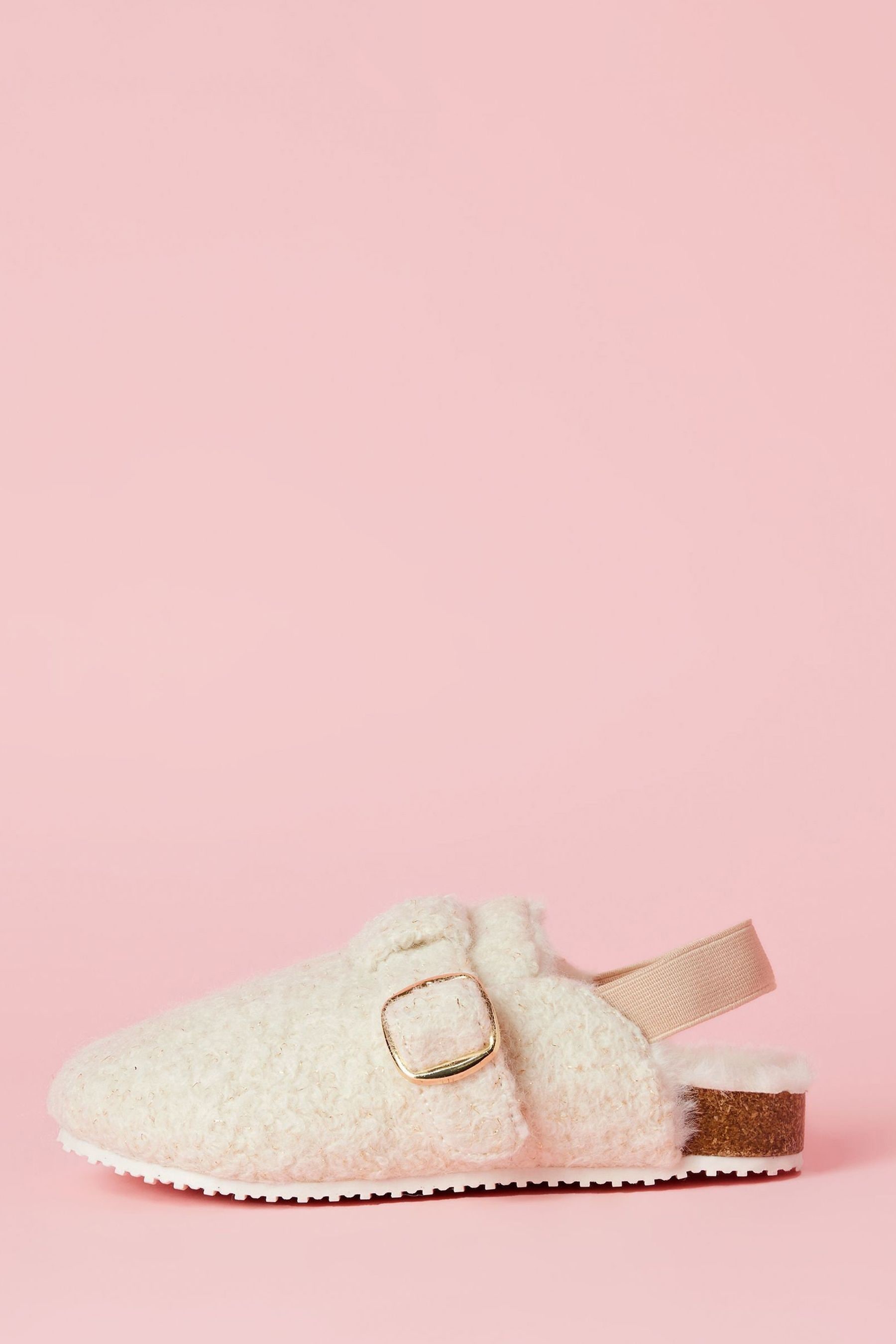 Lipsy Cream Slip On Footbed Buckle Nightwear Slippers Clogs