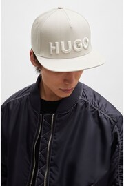 HUGO Grey Flexfit® Stretch-Cotton Cap With 3D Embroidered Logo - Image 1 of 5