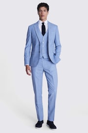 MOSS Sky Blue Slim Fit Marl Jacket - Image 2 of 6