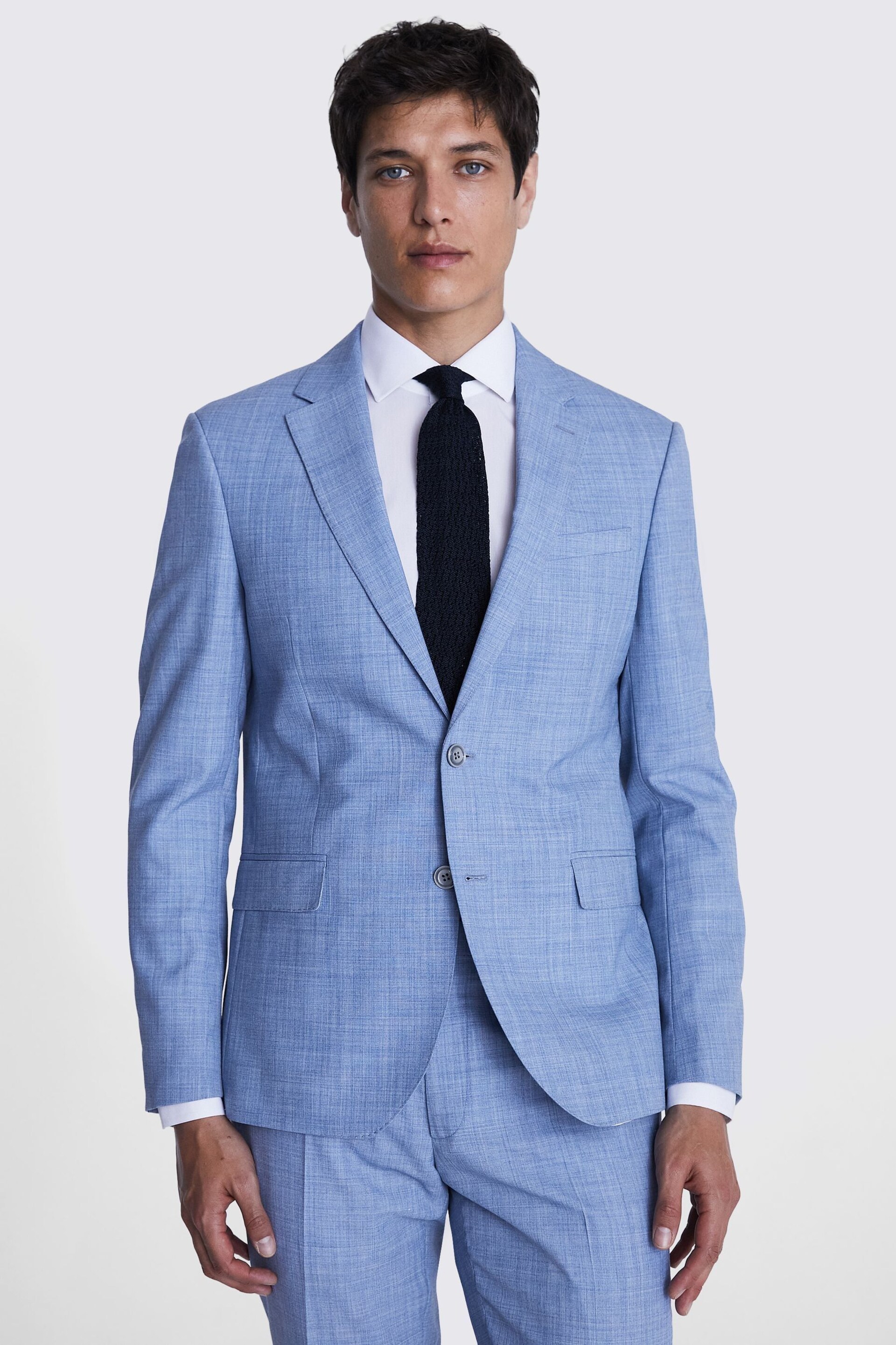 MOSS Sky Blue Slim Fit Marl Jacket - Image 4 of 6