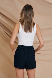 Threadbare Black Linen Blend Shorts - Image 2 of 4