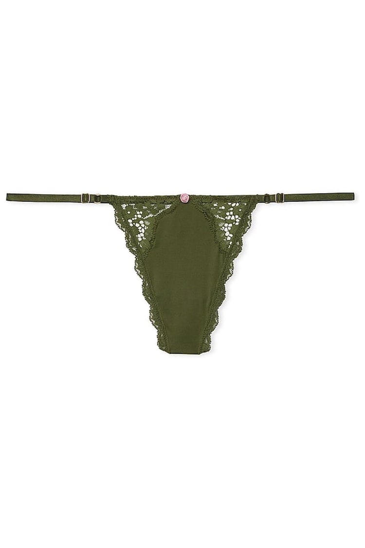 Victoria's Secret Woodland Green Lace Trim G String Knickers - Image 3 of 3