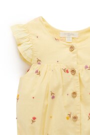 Purebaby Yellow Embroidered Romper - Image 3 of 4