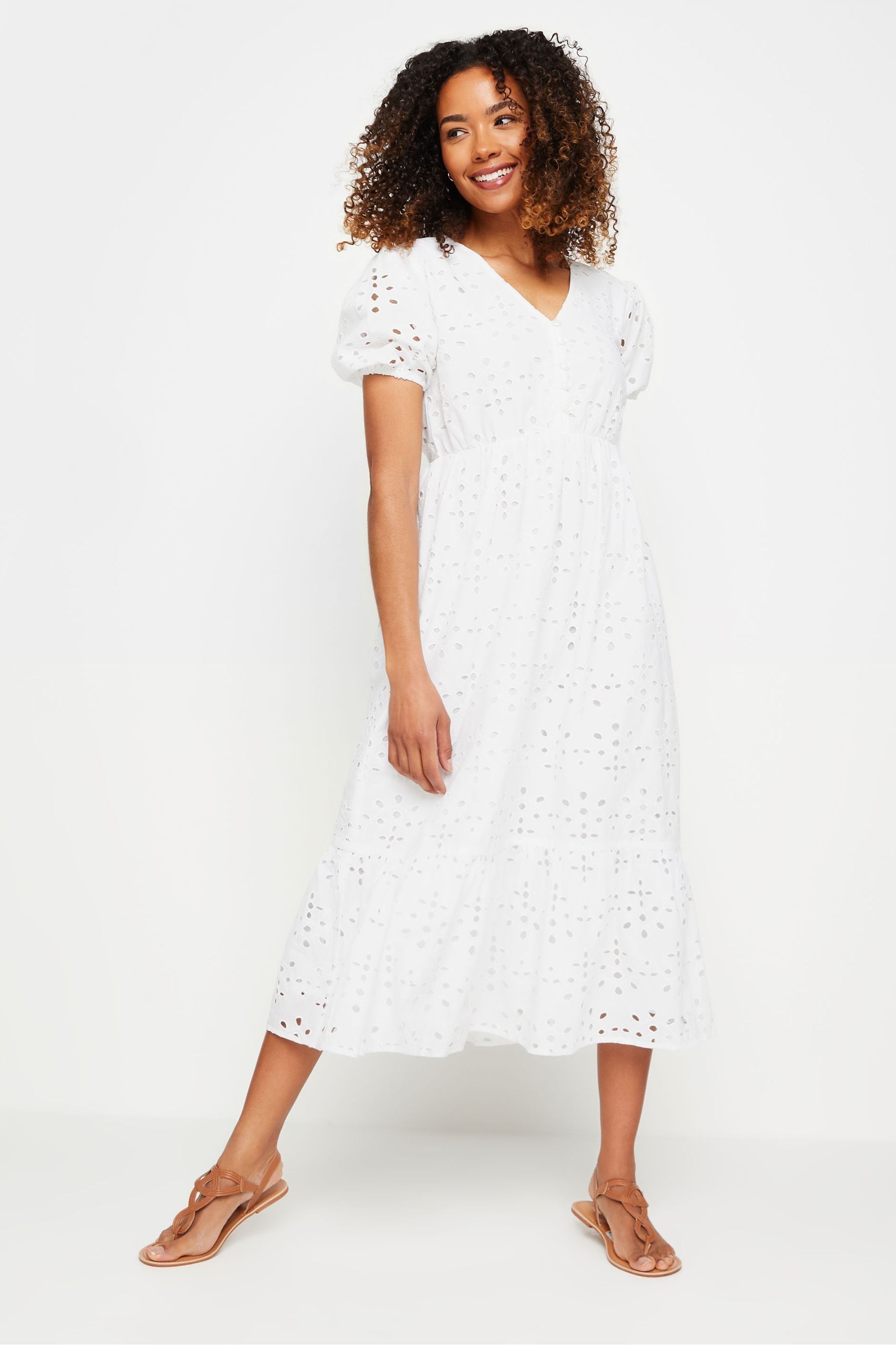 Buy M Co White 100 Cotton Broderie Anglaise Midi Dress from the Next UK online shop