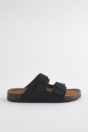 Black Leather Two Buckle Sandals - Image 2 of 5